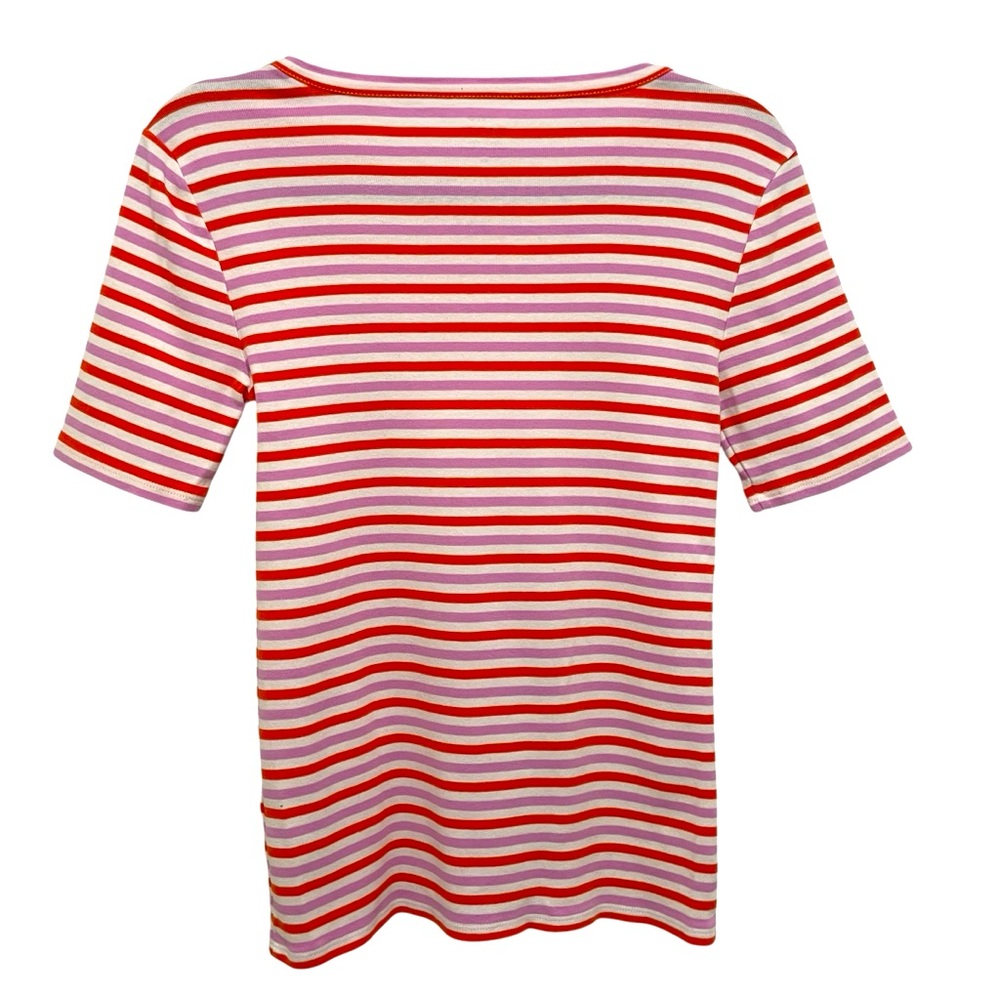 J Crew Tee Shirt Womens Medium Perfect Fit Cotton Striped Short Sleeve Casual - Picture 2 of 8